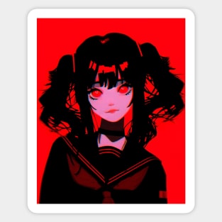 Goth Anime Girl Red and Black Sticker